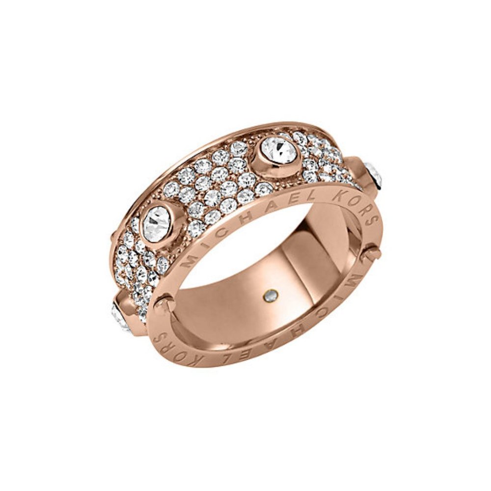 MICHAEL KORS Pavé Studded Rose Gold-Tone Ring